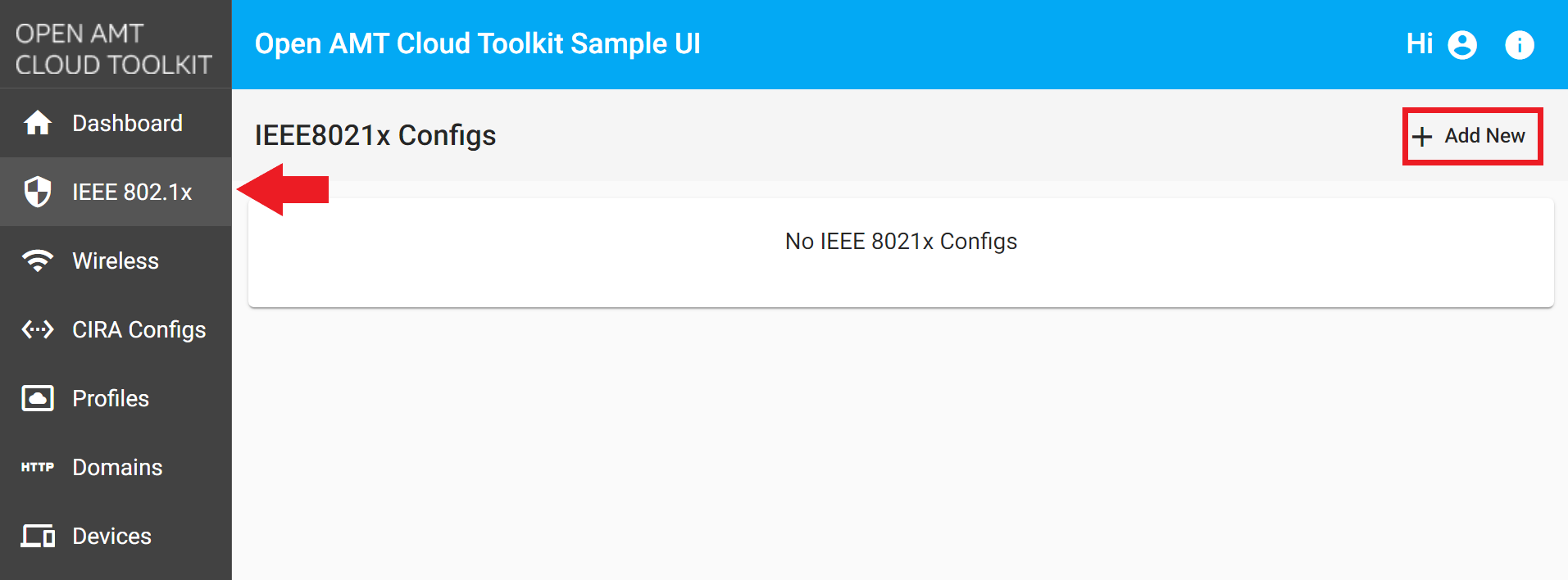 Figure 1: Create a new IEEE802.1x Config